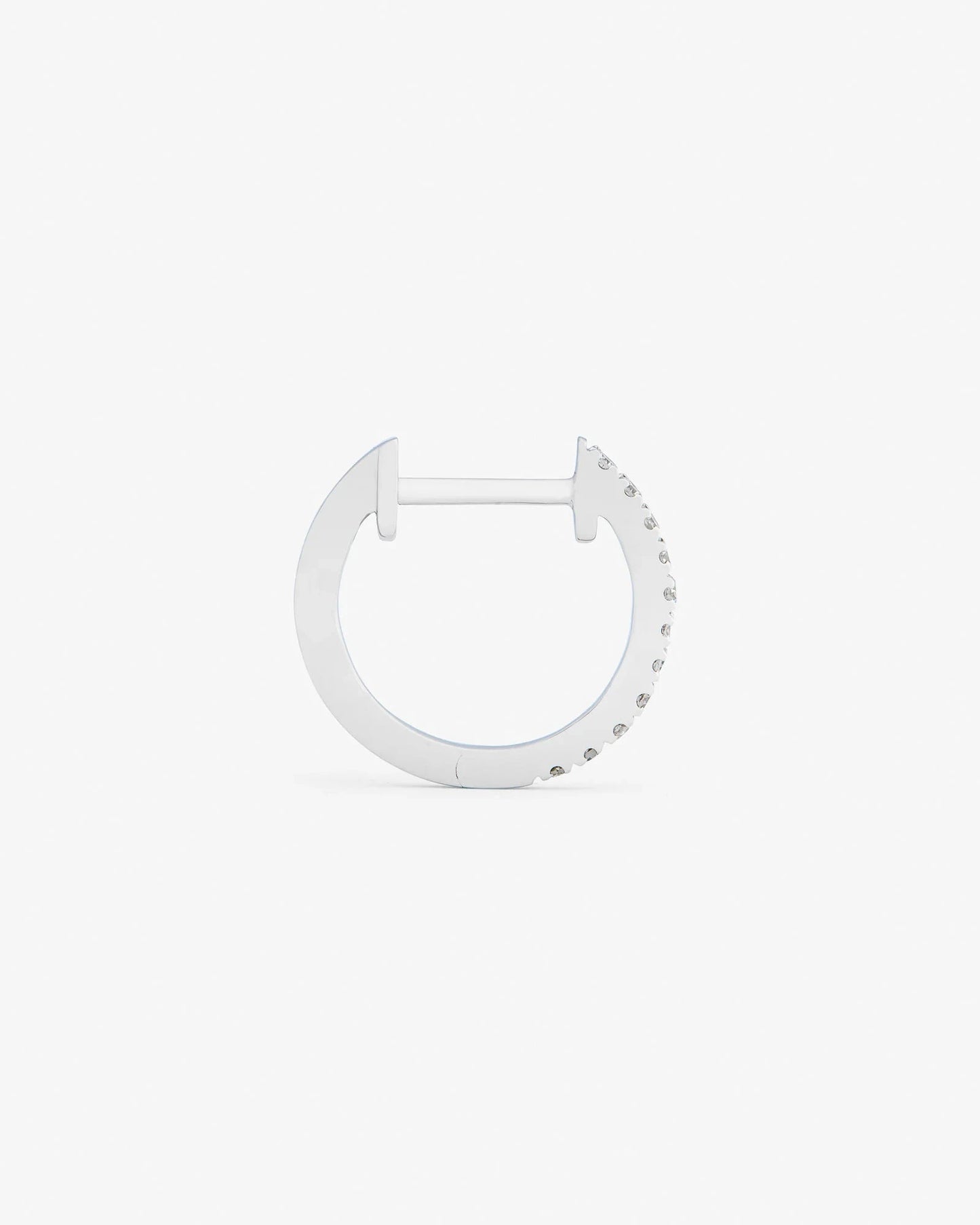 HOOP WHITE DIAMOND & PLAIN WHITE GOLD - 10MM