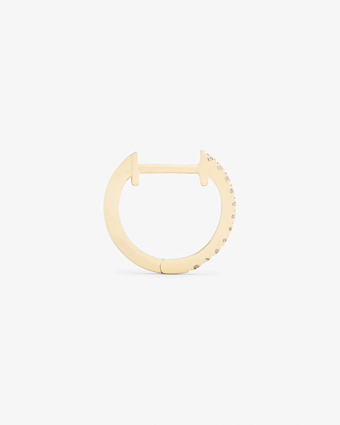 HOOP WHITE DIAMOND & PLAIN YELLOW GOLD - 10MM