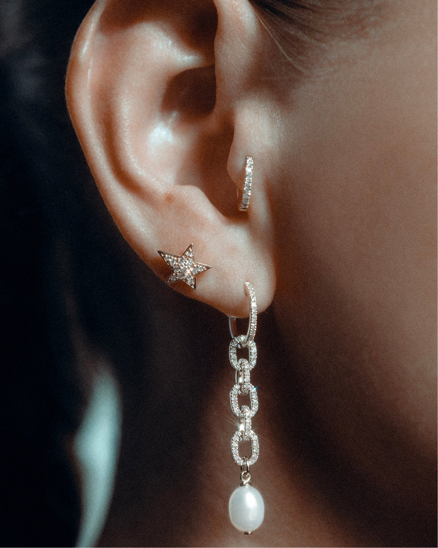 Celeste star stud - white gold