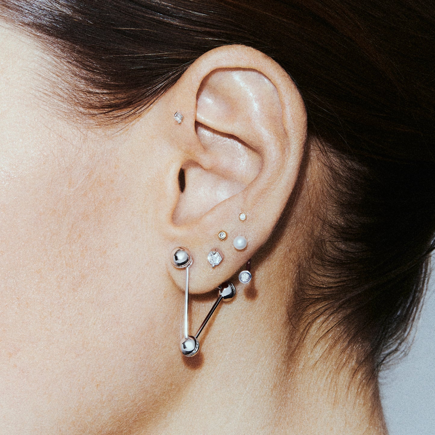 SINGLE STONE LABRET - WHITE DIAMOND & YELLOW GOLD