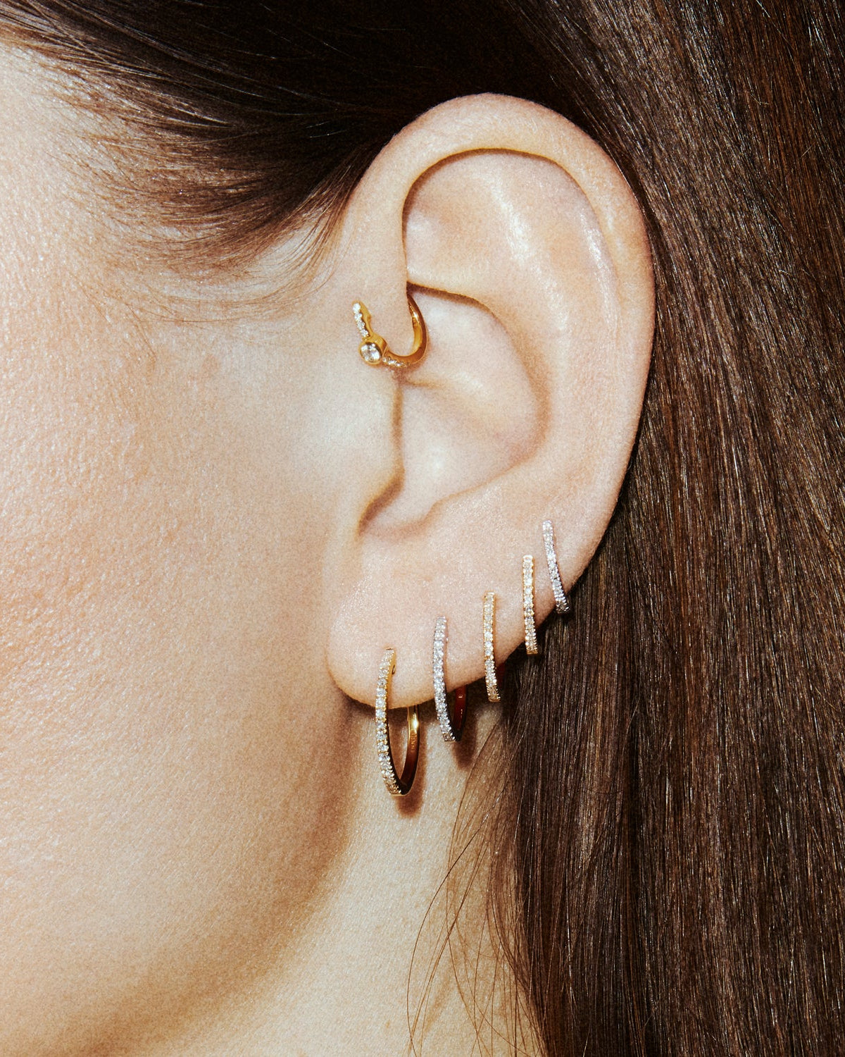 HOOP WHITE DIAMOND & YELLOW/WHITE GOLD - 11mm