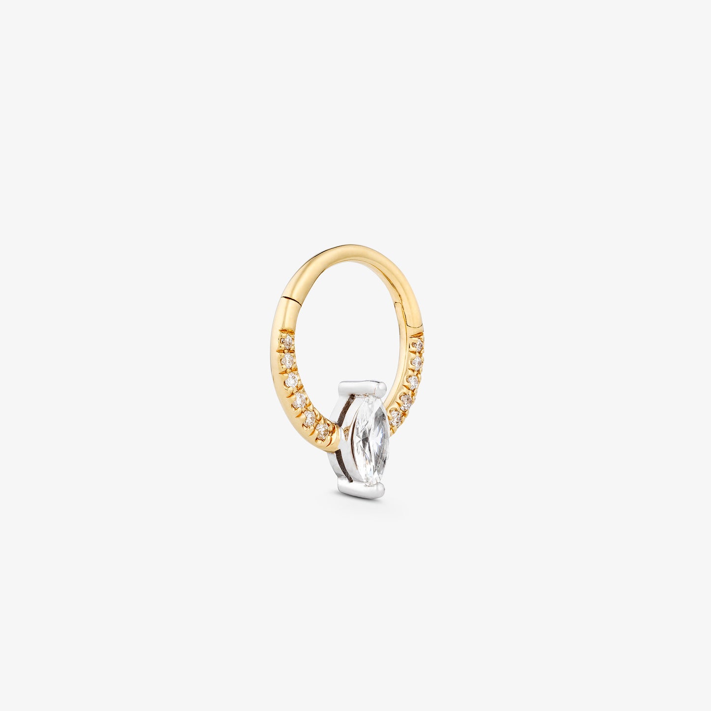 MARQUISE CLICKER - WHITE DIAMOND & YELLOW/WHITE GOLD