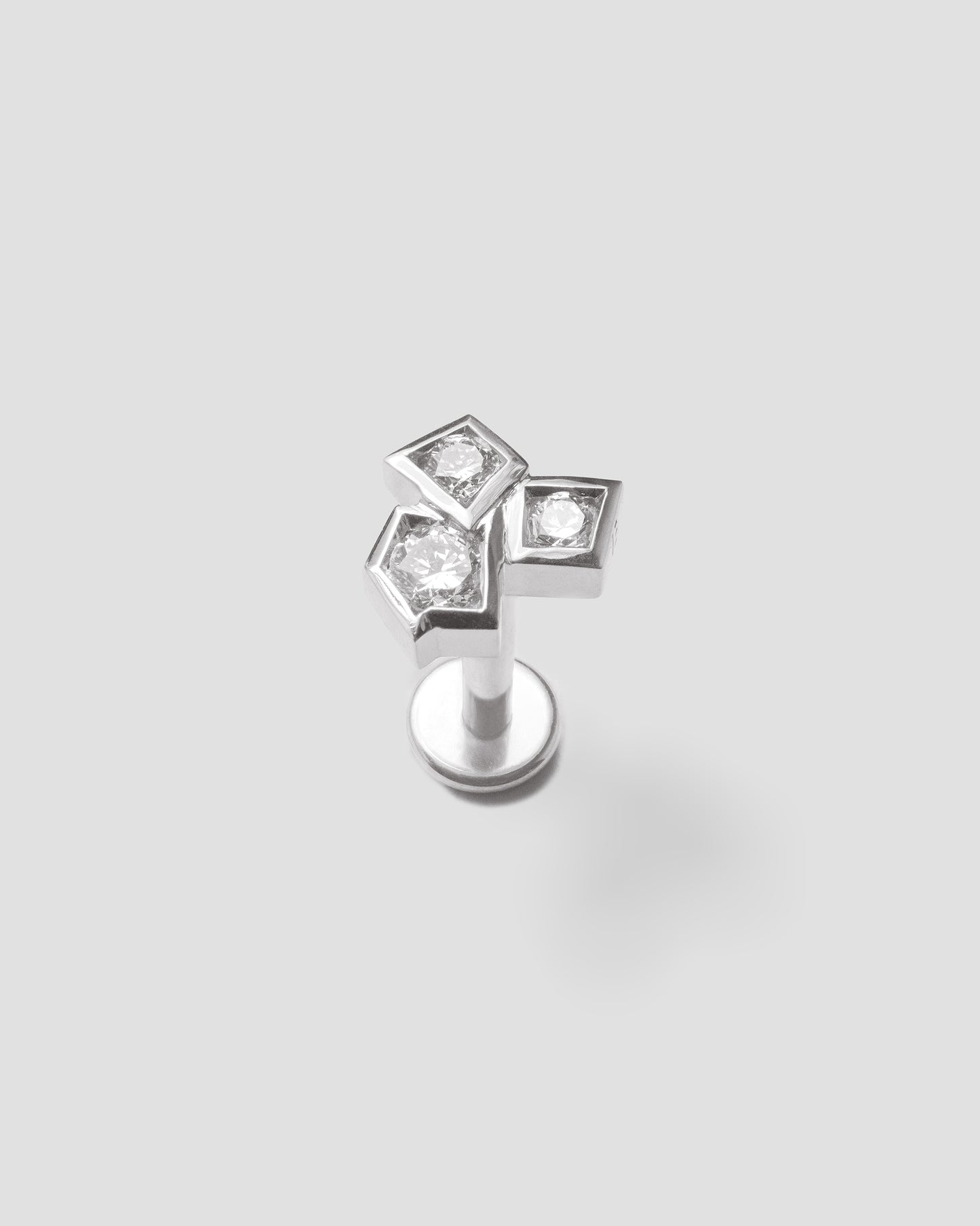 TRIPTYCH LABRET - WHITE LAB DIAMOND & WHITE GOLD