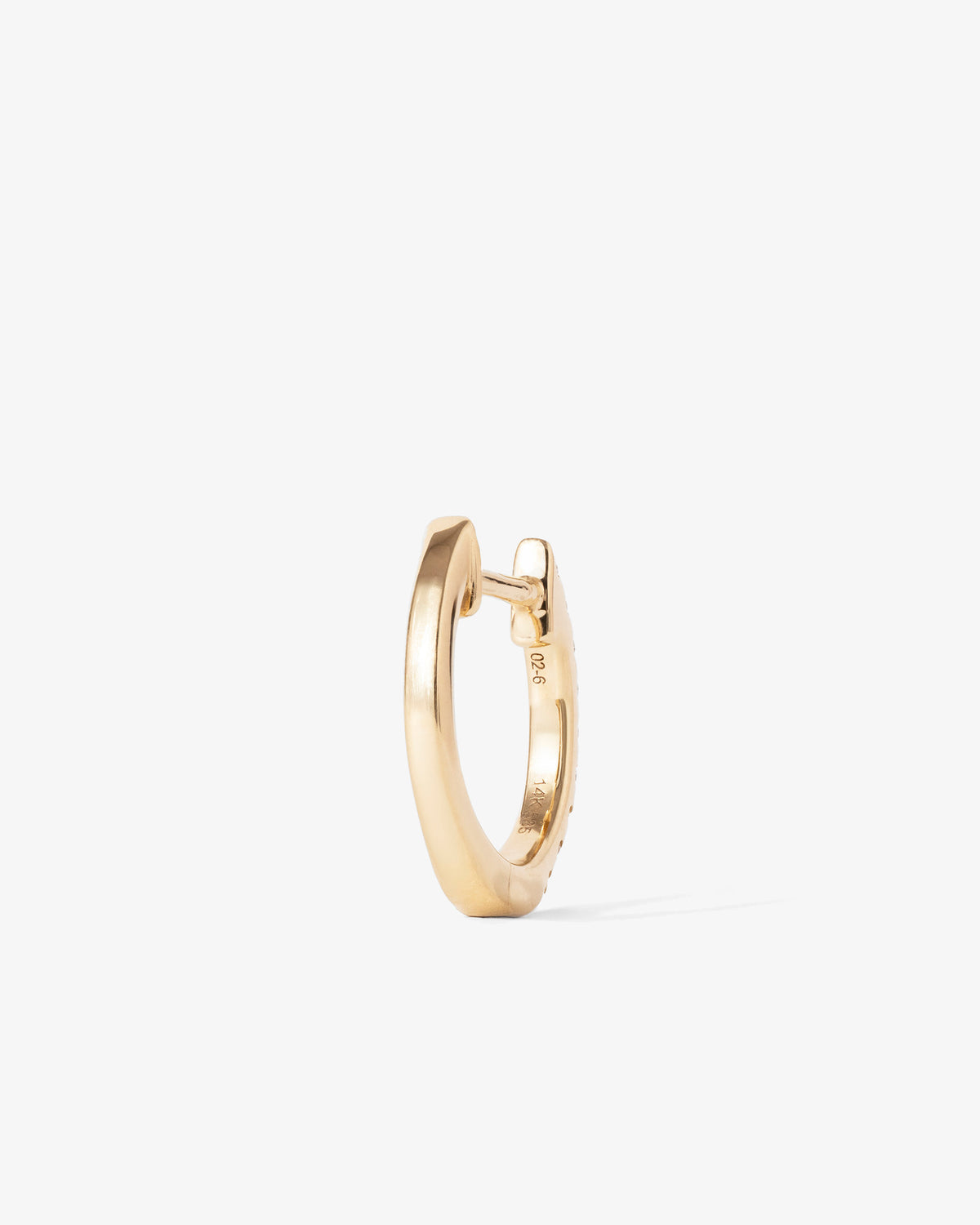 Avant hoop in 14k yellow gold, 10 mm, back view.