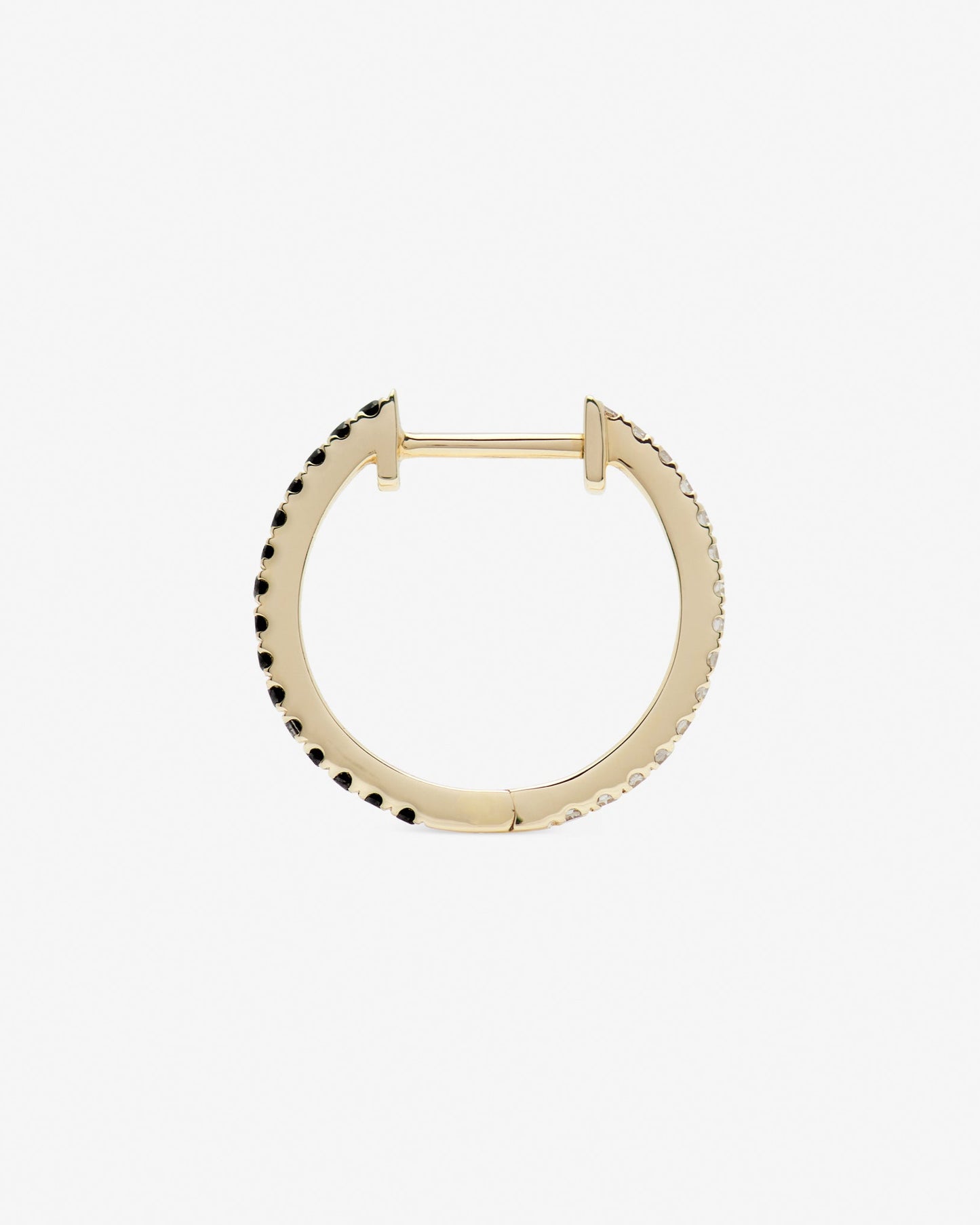 14mm hoop black and white yellow gold from side