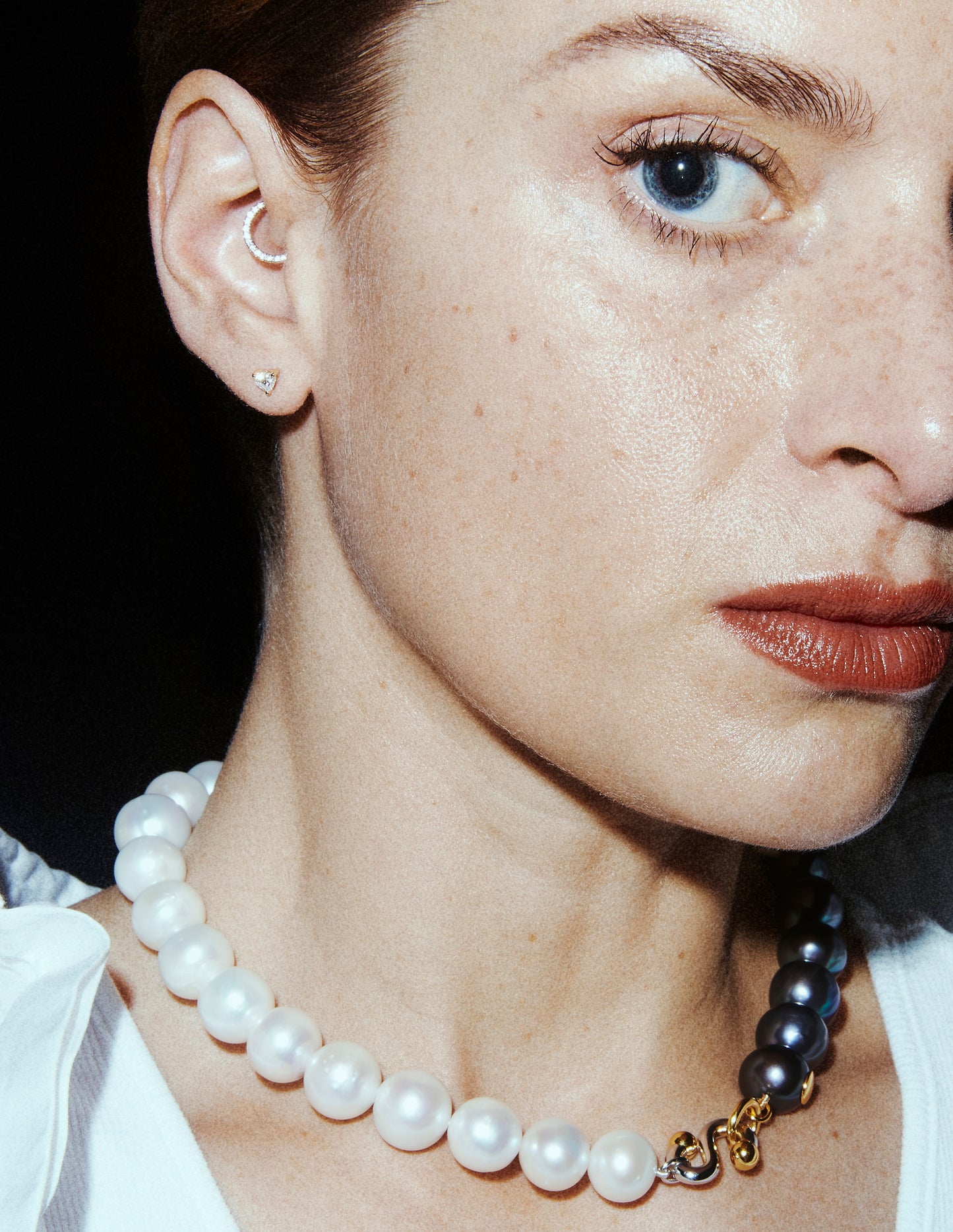 HEART LABRET - WHITE DIAMOND & YELLOW GOLD