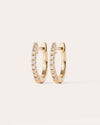 HOOP WHITE DIAMOND & PLAIN YELLOW GOLD - 10MM