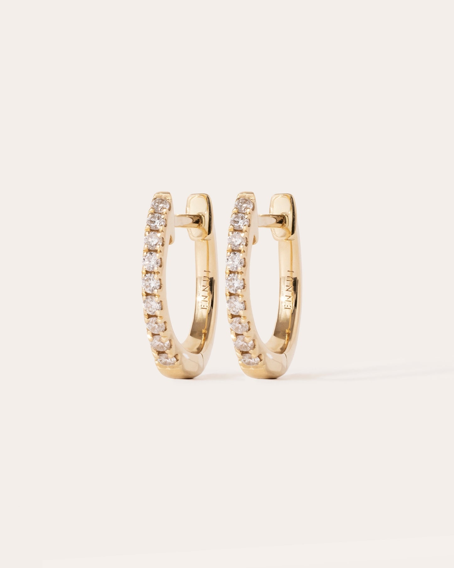 HOOP WHITE DIAMOND & PLAIN YELLOW GOLD - 10MM