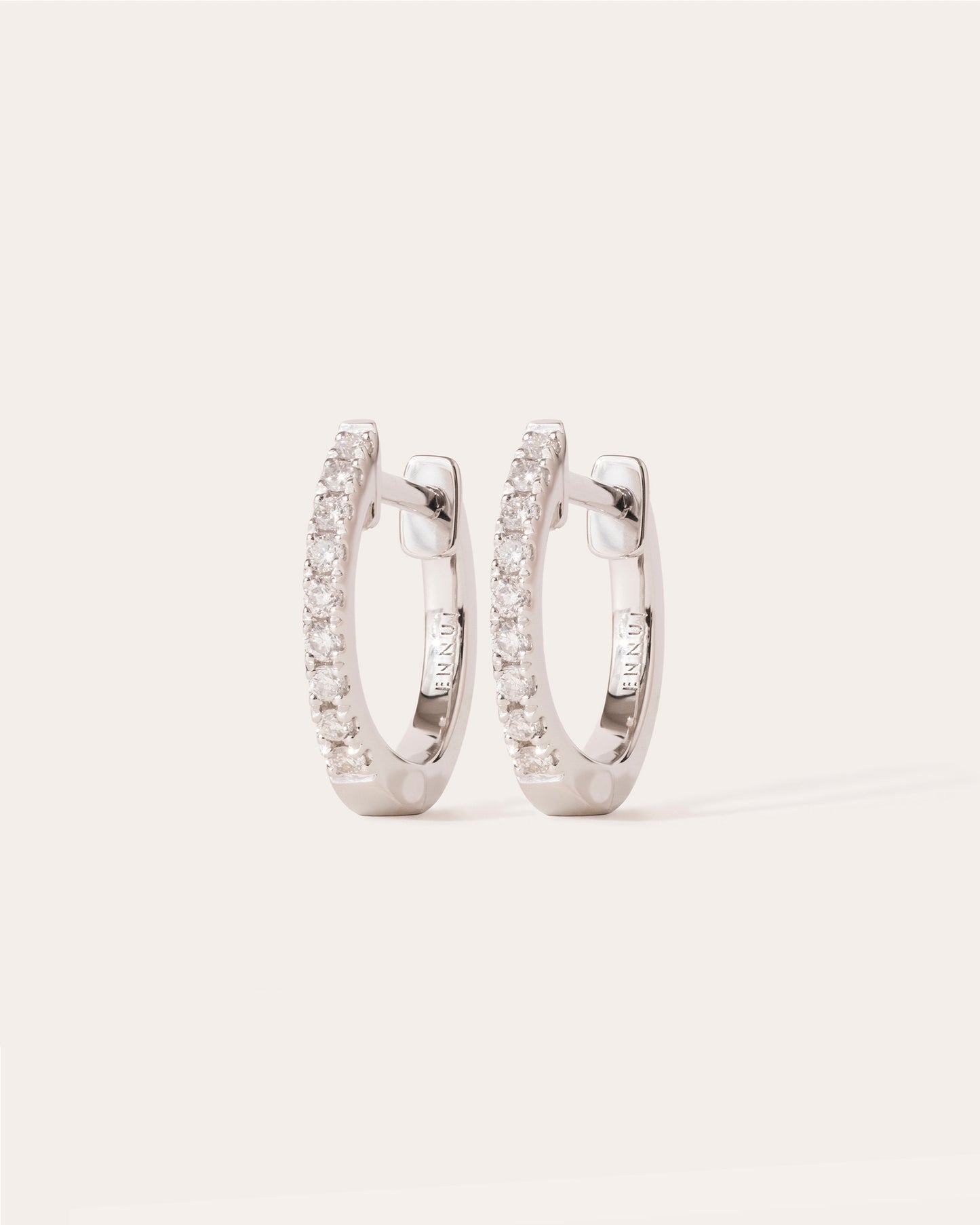 HOOP WHITE DIAMOND & PLAIN WHITE GOLD - 10MM
