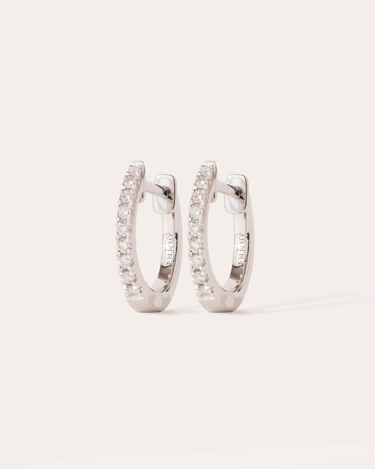 HOOP WHITE DIAMOND & PLAIN WHITE GOLD - 10MM