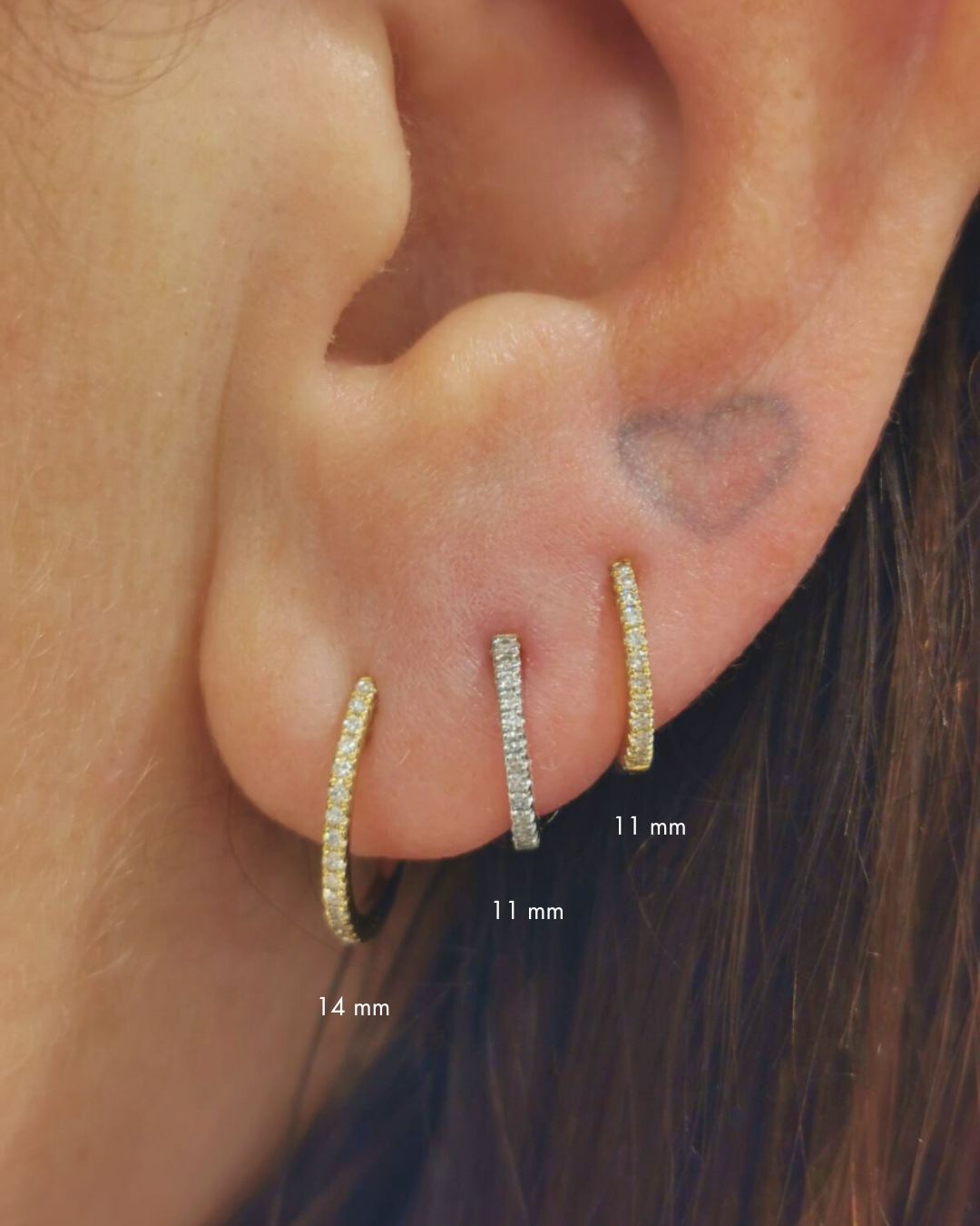 HOOP WHITE DIAMOND & YELLOW/WHITE GOLD - 11mm