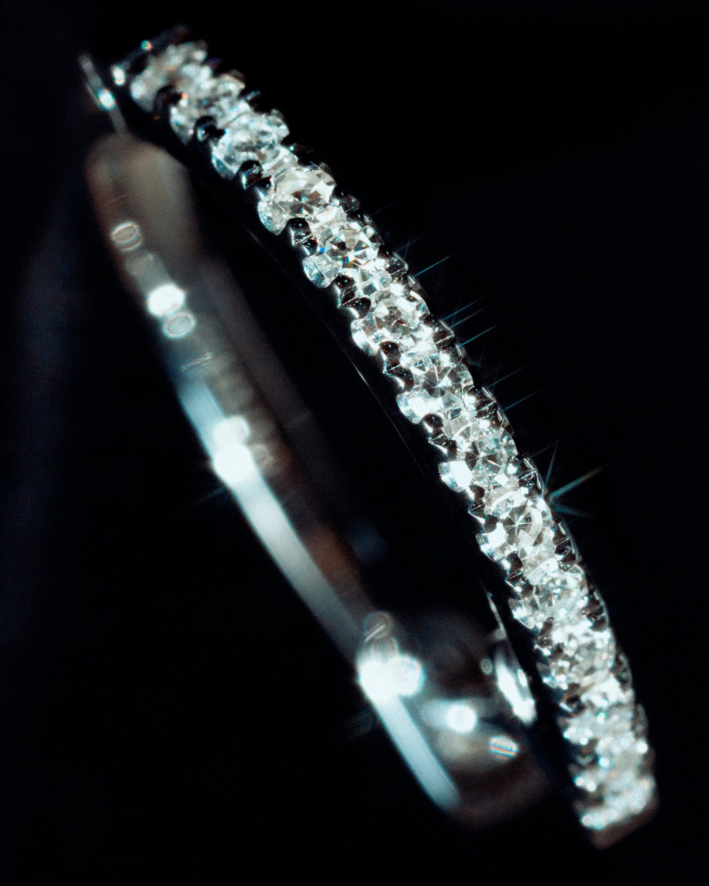 HOOP - WHITE DIAMOND & PLAIN WHITE GOLD - 14MM