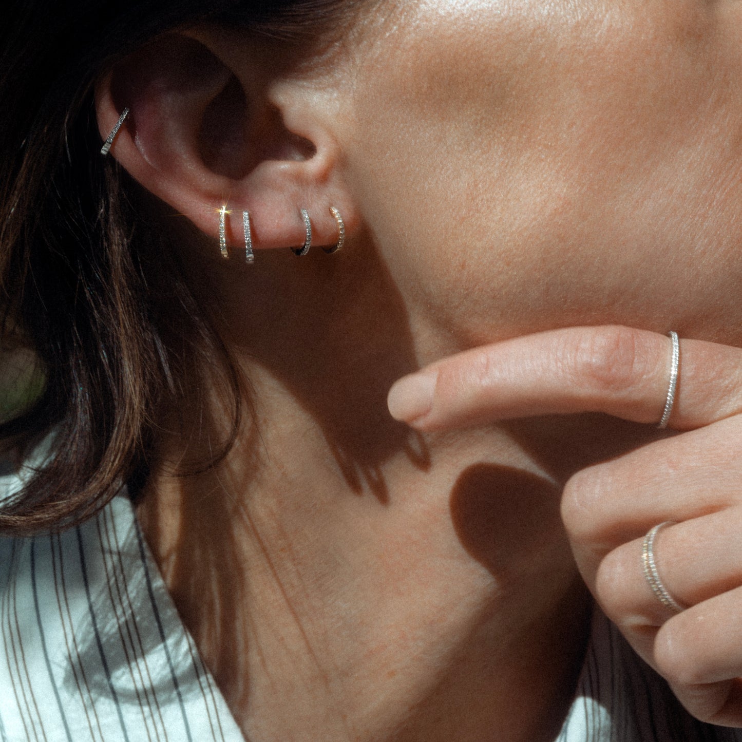 HOOP WHITE DIAMOND & YELLOW/WHITE GOLD - 10mm