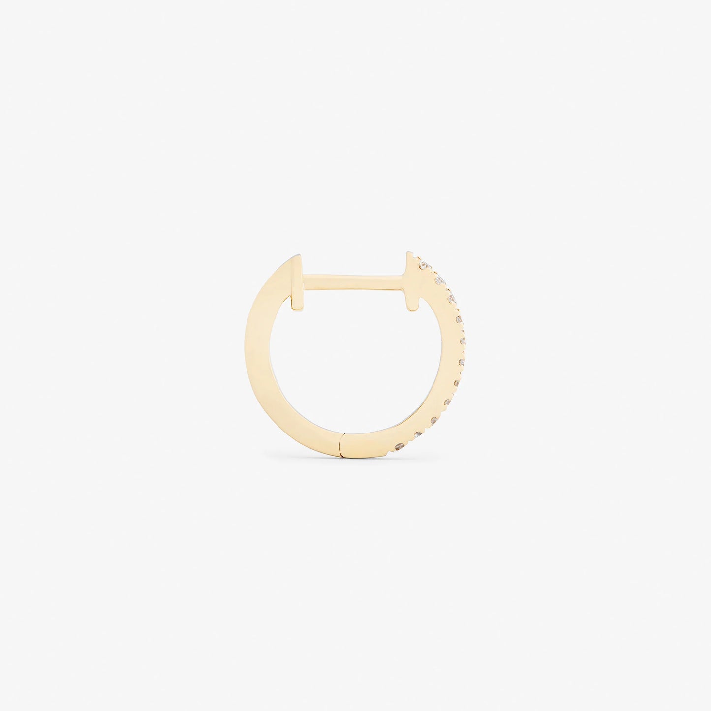 HOOP WHITE DIAMOND & PLAIN YELLOW GOLD - 10MM