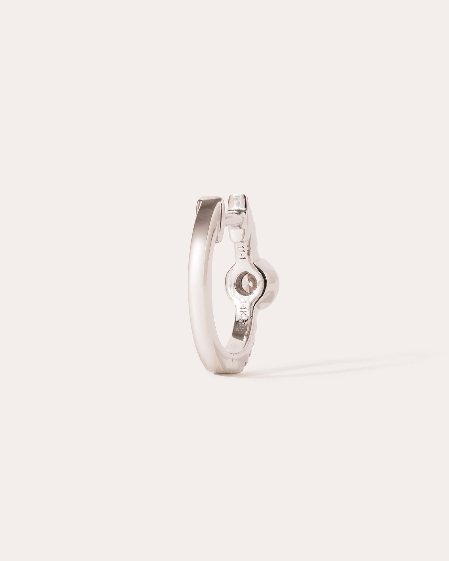 DOT DIAMOND HOOP - WHITE DIAMOND & PLAIN WHITE GOLD - 10mm