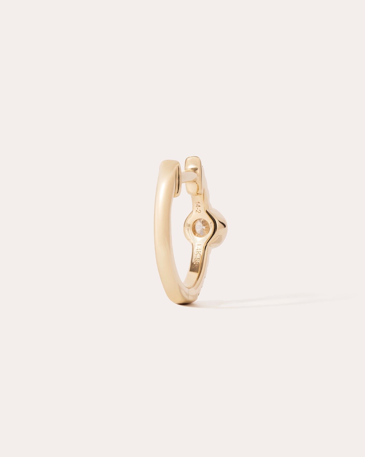 DOT DIAMOND HOOP - WHITE DIAMOND & PLAIN YELLOW GOLD - 10mm
