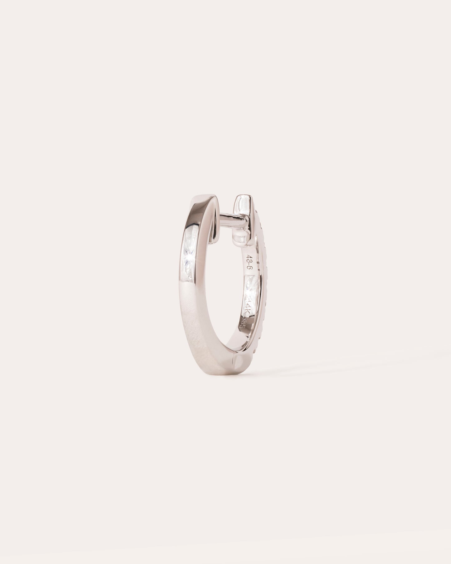 HOOP WHITE DIAMOND & PLAIN WHITE GOLD - 10MM
