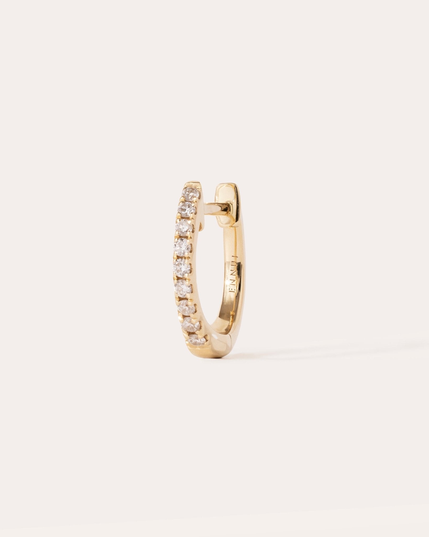 HOOP WHITE DIAMOND & PLAIN YELLOW GOLD 10mm