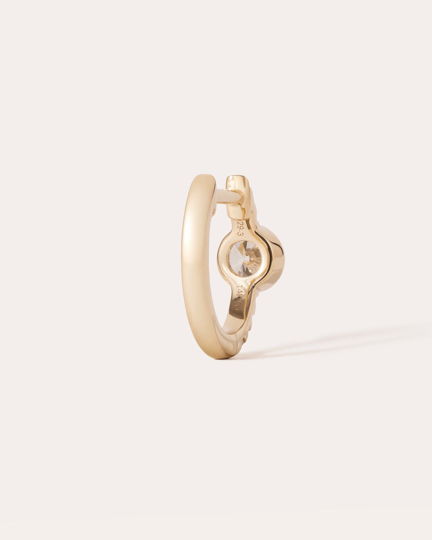 DOT DIAMOND HOOP - WHITE DIAMOND & PLAIN YELLOW GOLD - 11mm