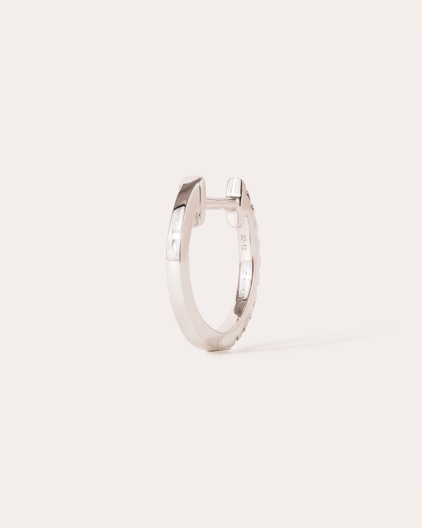 HOOP - WHITE DIAMOND & PLAIN WHITE GOLD - 12MM