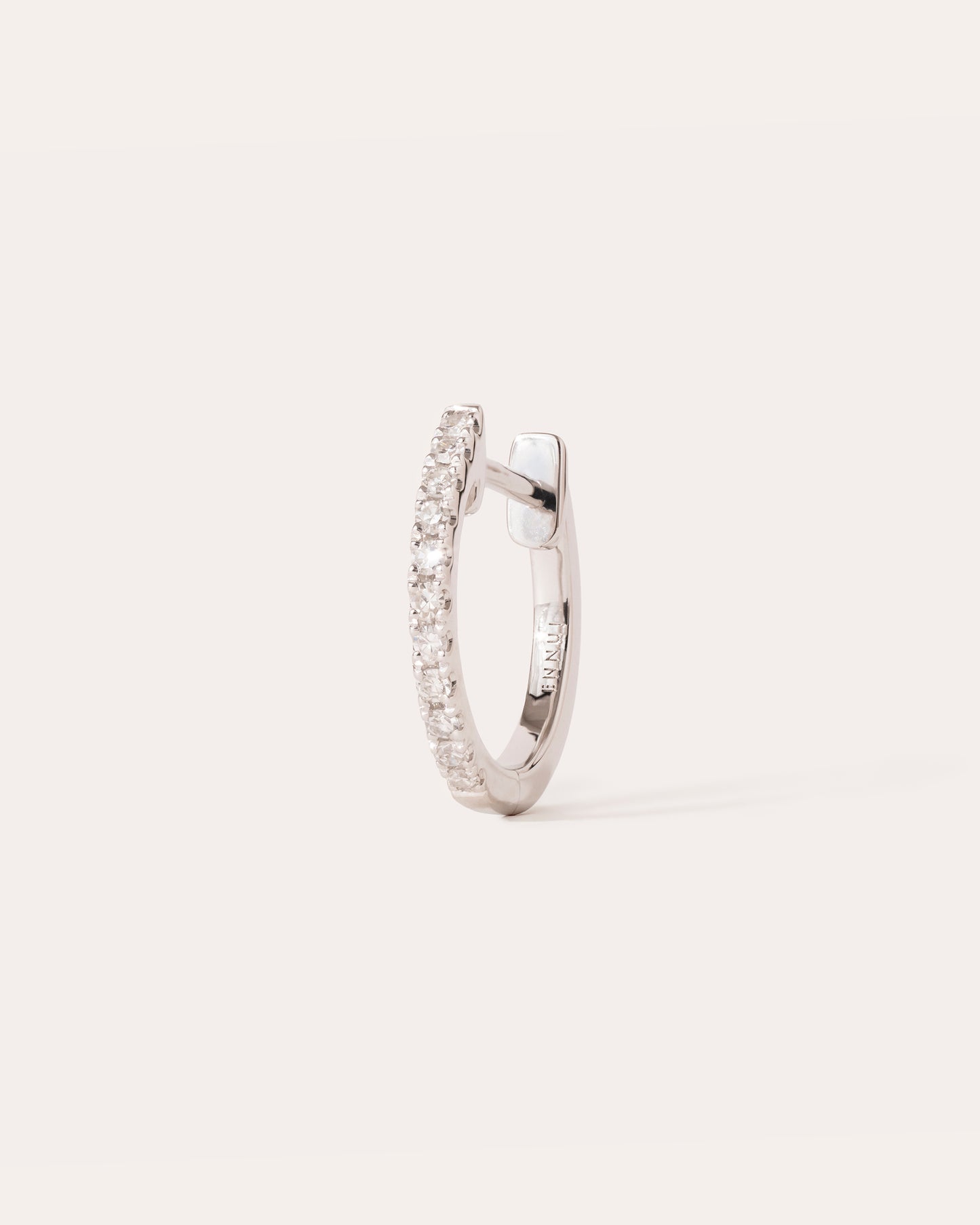 HOOP - WHITE DIAMOND & PLAIN WHITE GOLD - 12MM