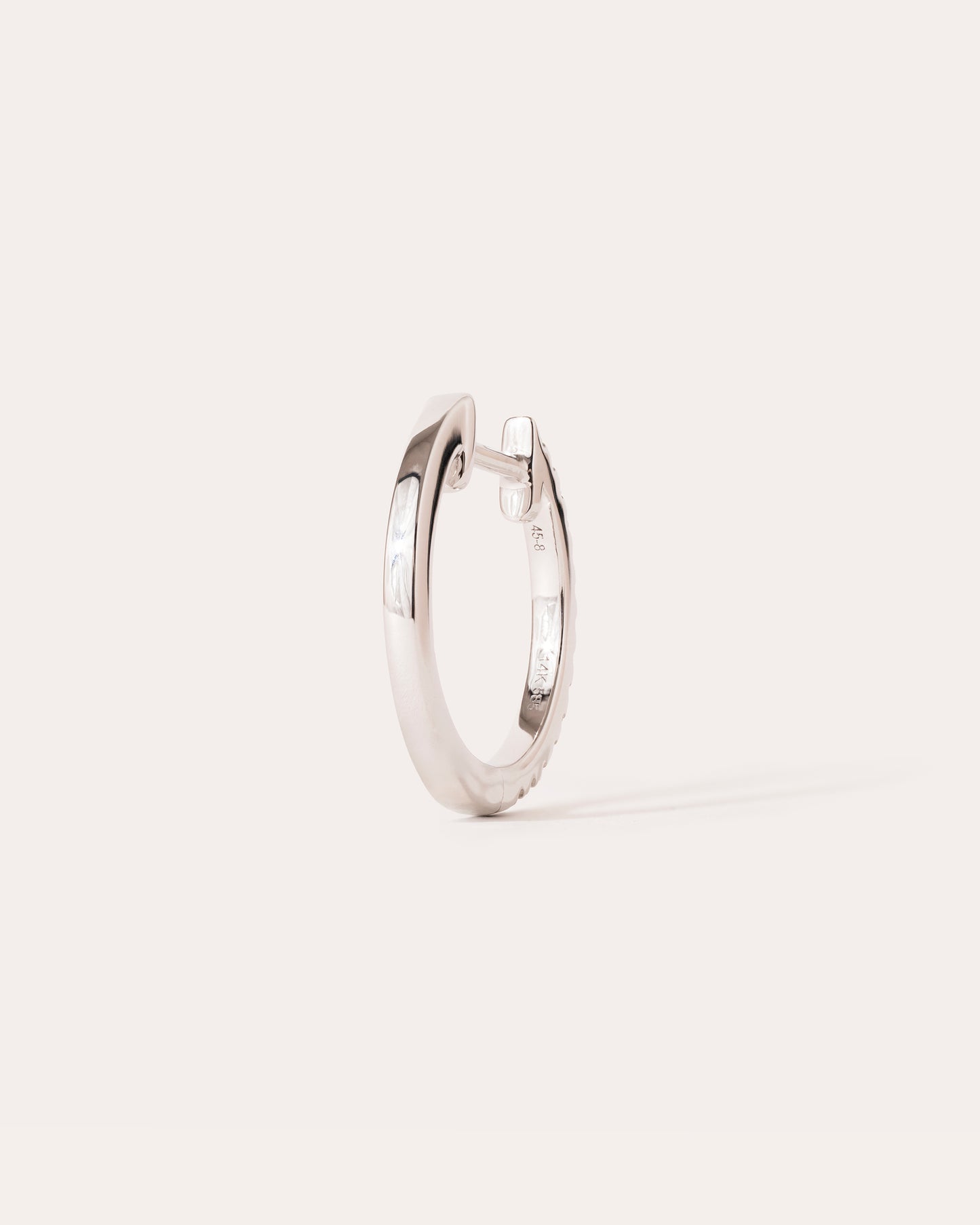 HOOP - WHITE DIAMOND & PLAIN WHITE GOLD - 14MM