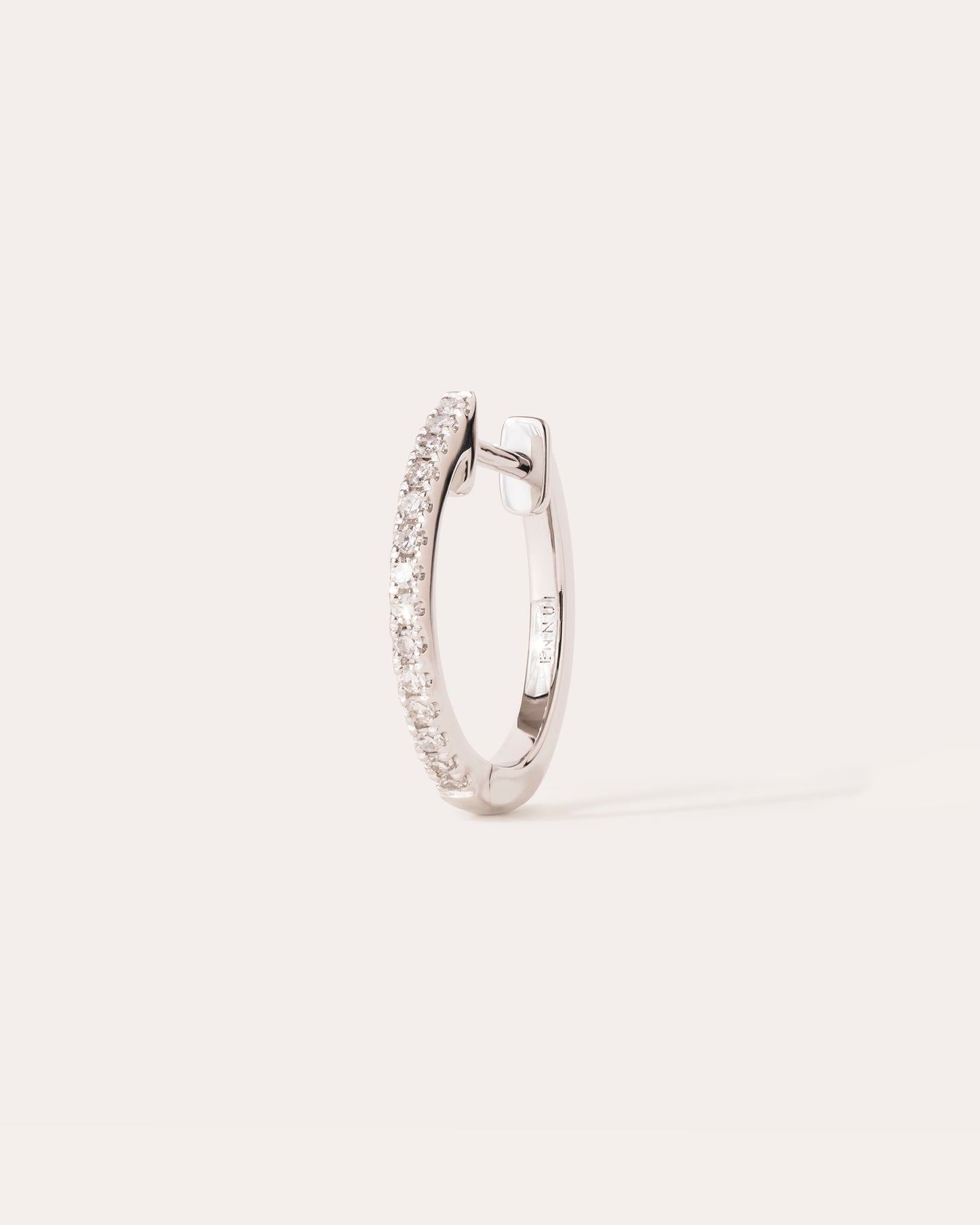 HOOP - WHITE DIAMOND & PLAIN WHITE GOLD - 14MM