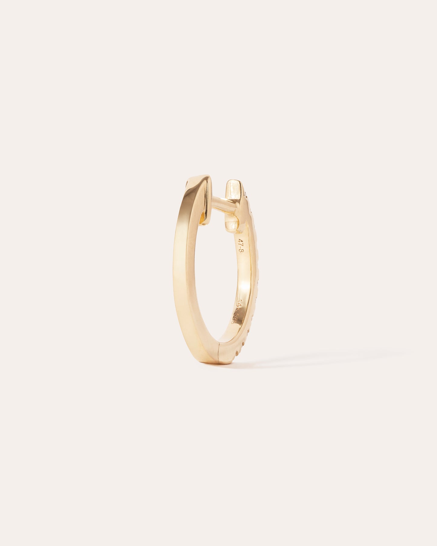 HOOP - WHITE DIAMOND & PLAIN YELLOW GOLD - 14MM