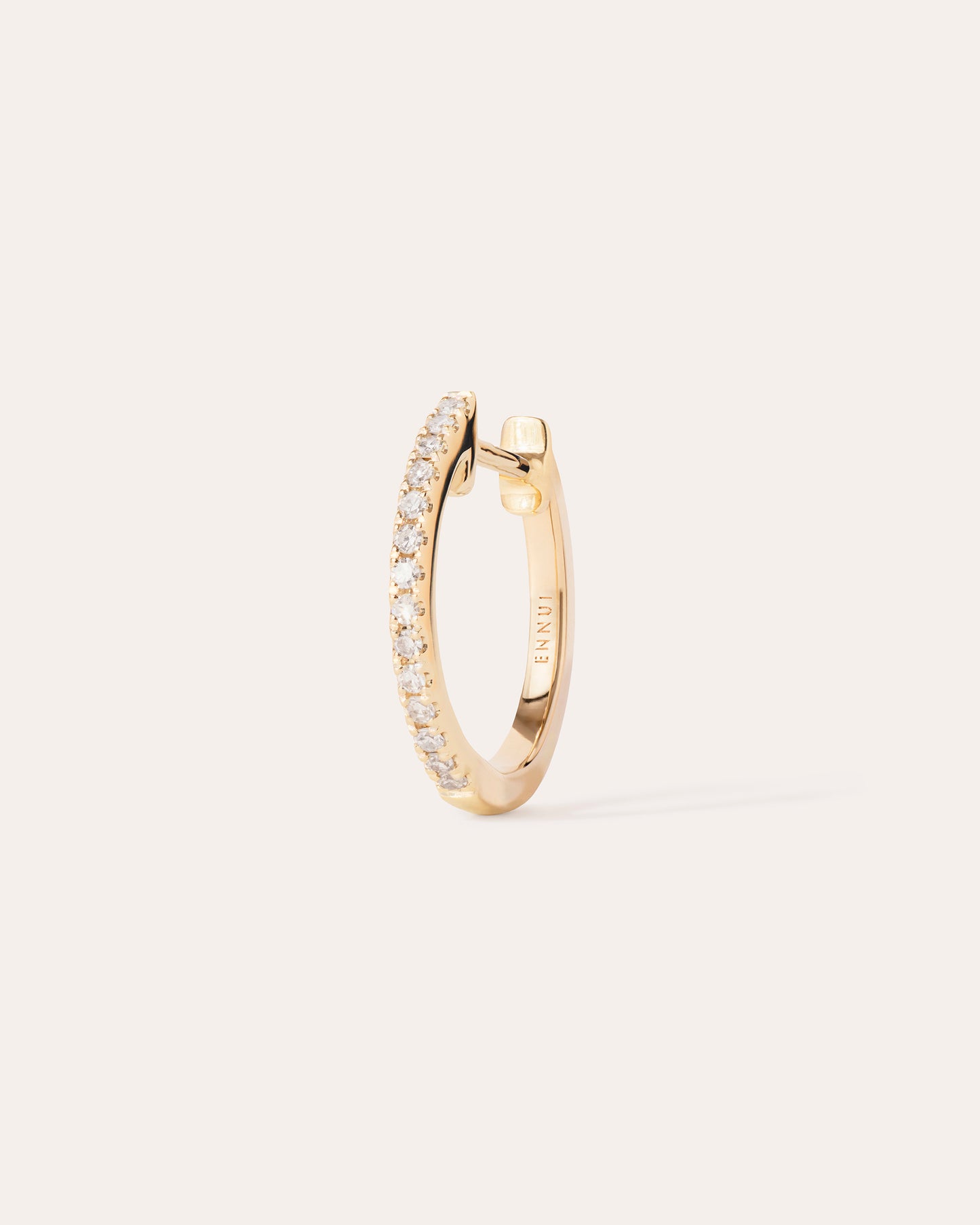 HOOP - WHITE DIAMOND & PLAIN YELLOW GOLD - 14MM