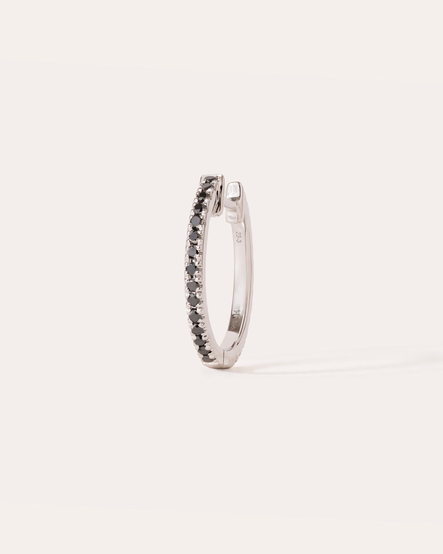 HOOP BLACK/WHITE DIAMOND & WHITE GOLD - 14mm
