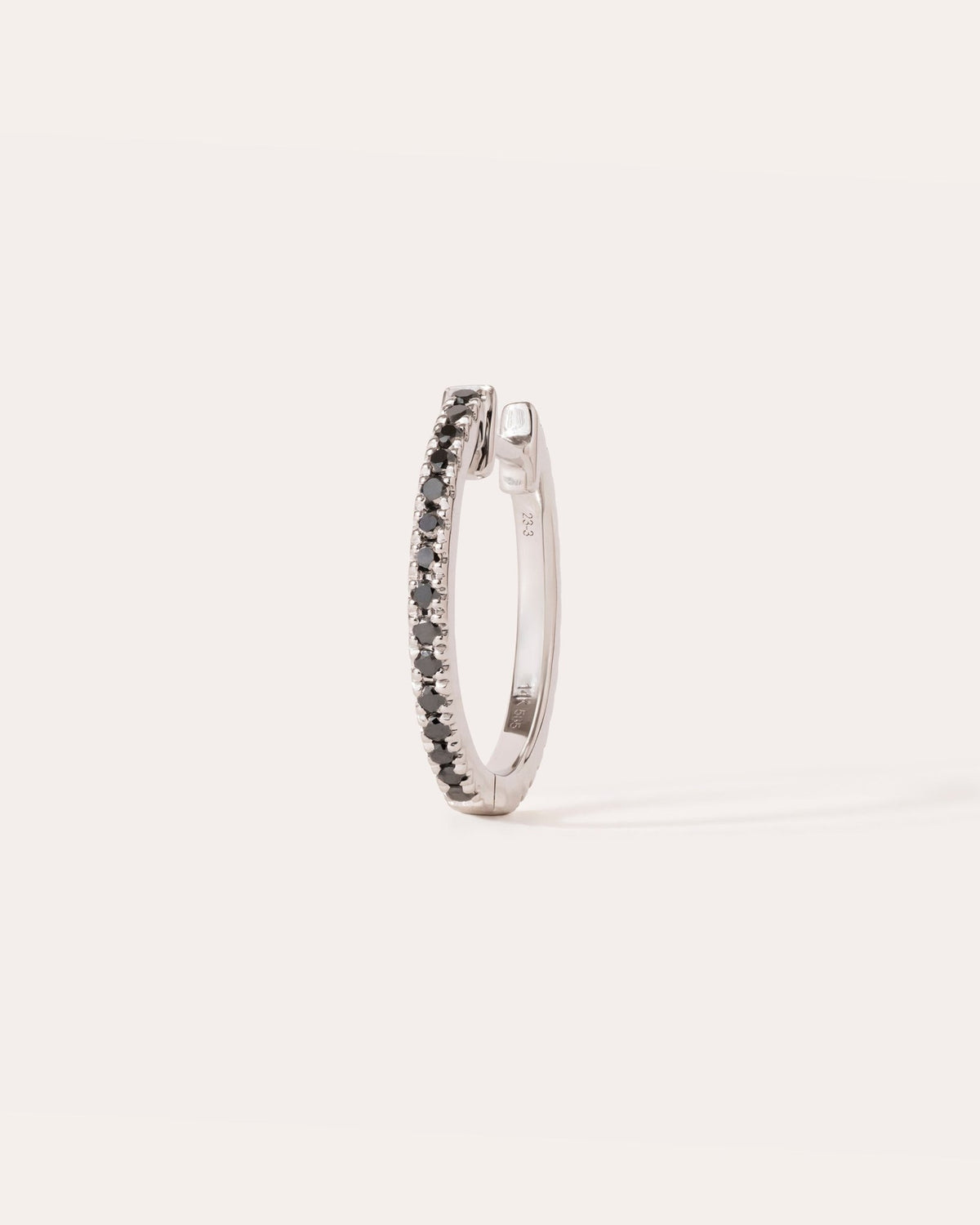 Hoop Black white diamond & white gold 14mm