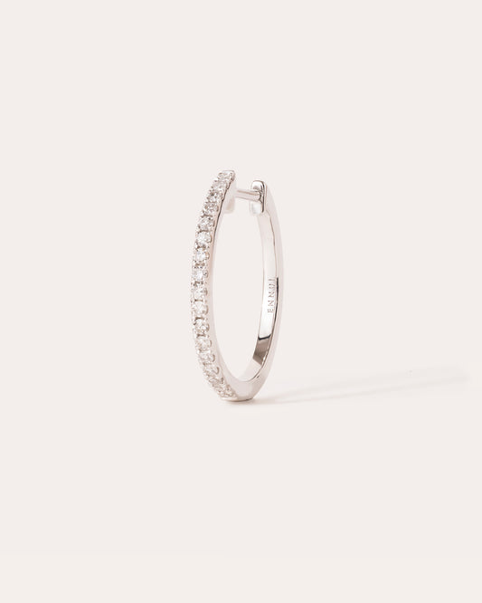 HOOP - WHITE DIAMOND & PLAIN WHITE GOLD - 16MM