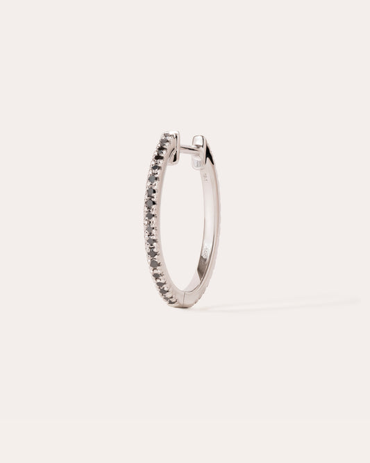 HOOP BLACK/WHITE DIAMOND & WHITE GOLD - 16MM