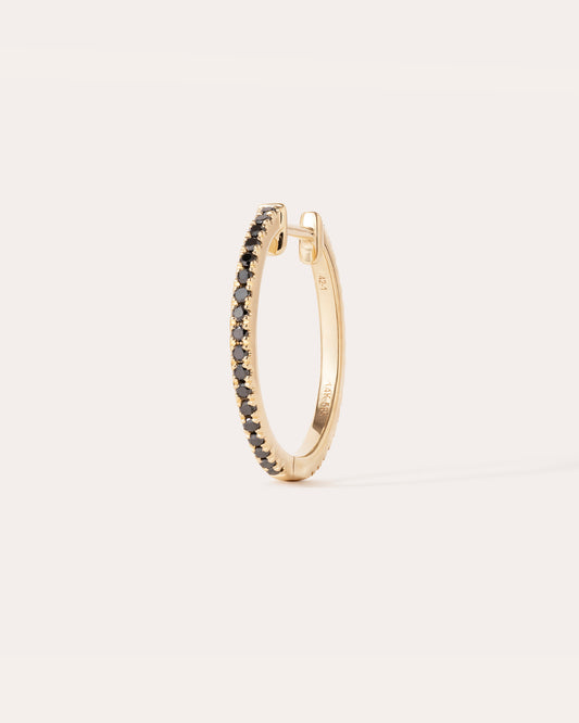 HOOP BLACK/WHITE DIAMOND & YELLOW GOLD - 16MM