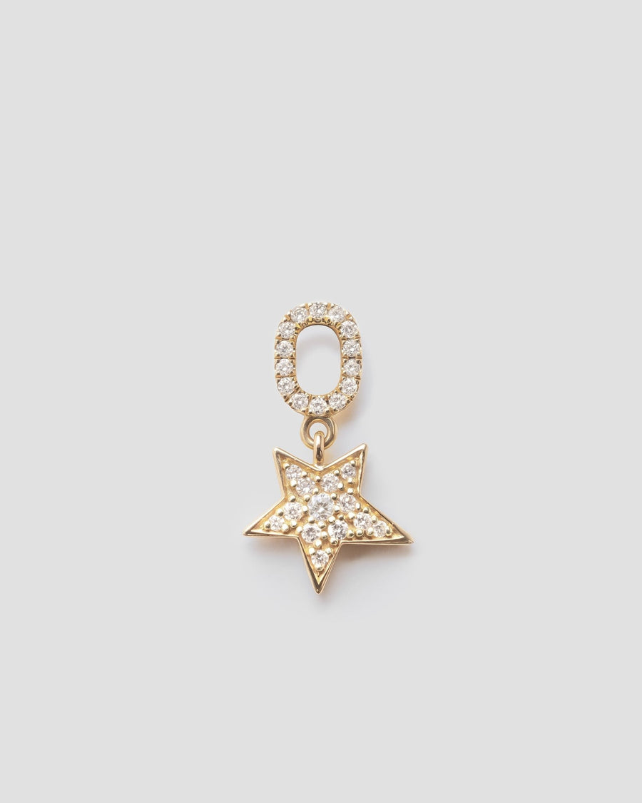 Celeste star pendant in 14k yellow gold, set with a natural diamond.