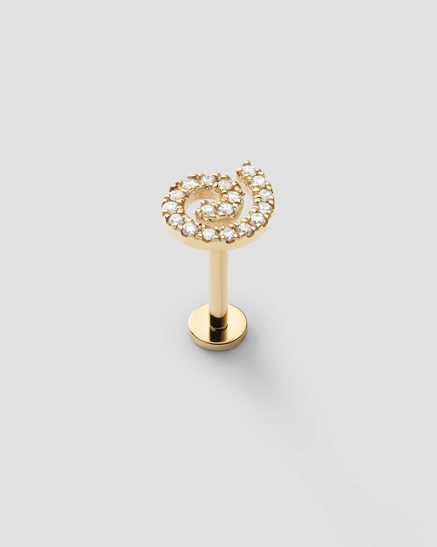 SWIRL LABRET - WHITE DIAMOND & YELLOW GOLD