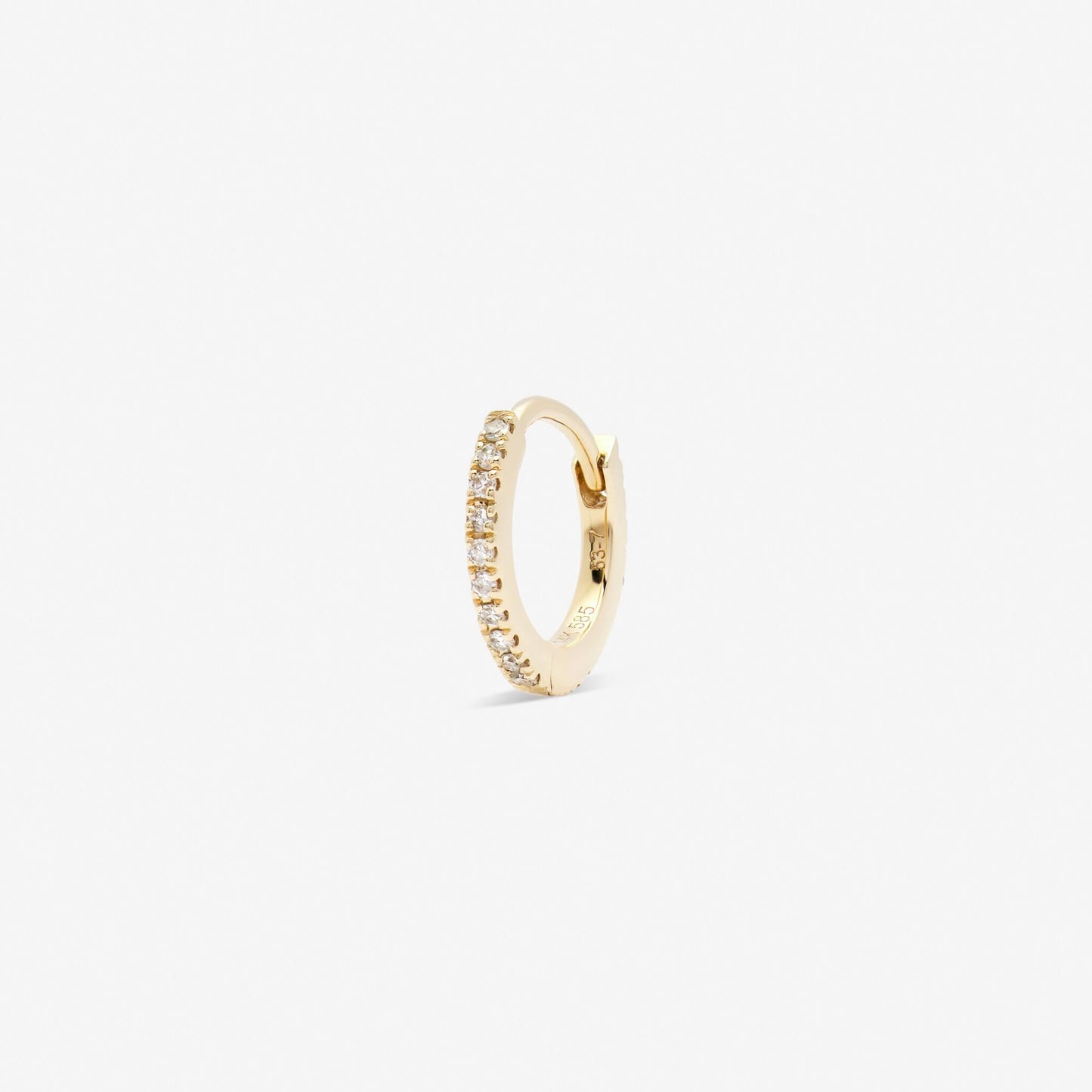 9mm hoop with white diamonds set in yellow gold | ENNUI Atelier
