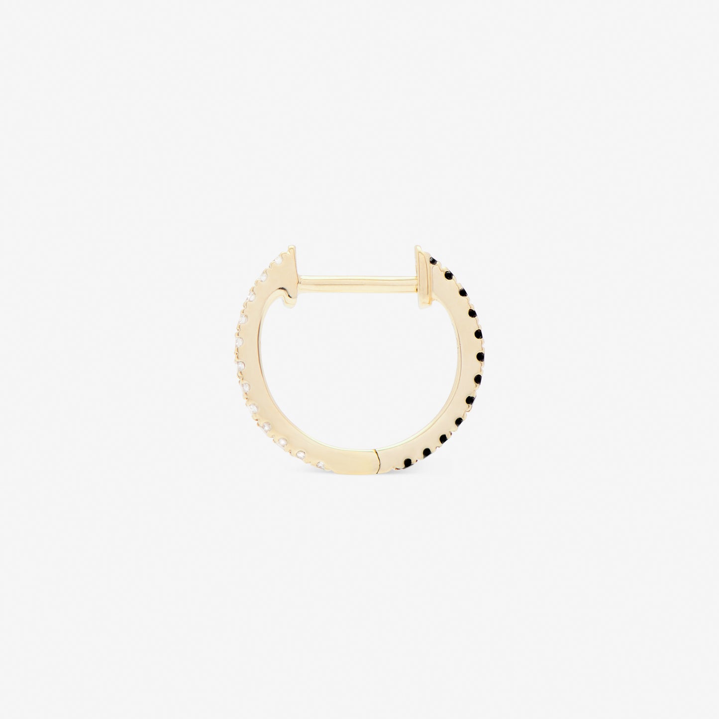 10mm hoop black and white in yellow gold from side