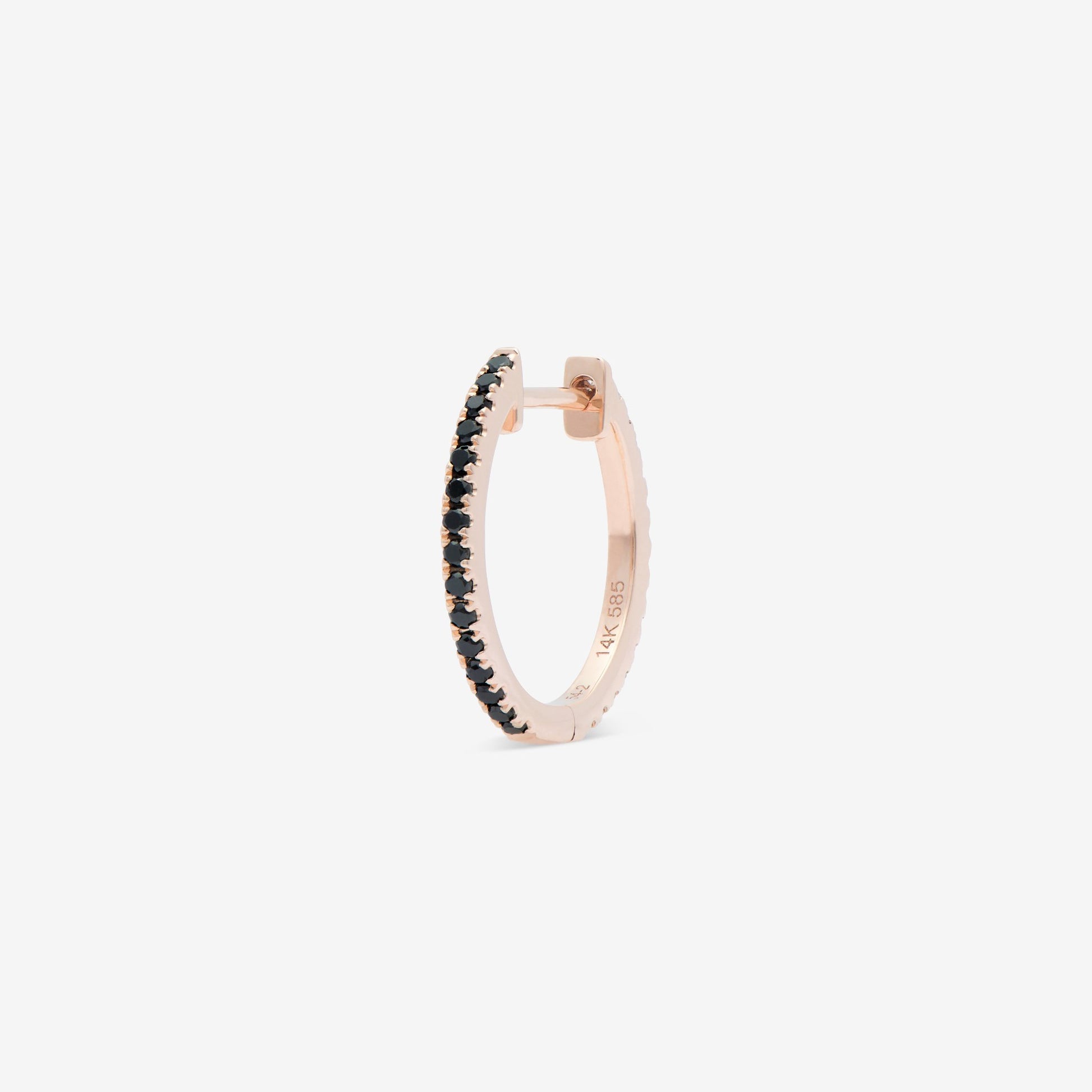 ENNUI Atelier 14mm hoop with black and white diamonds set in rose gold back