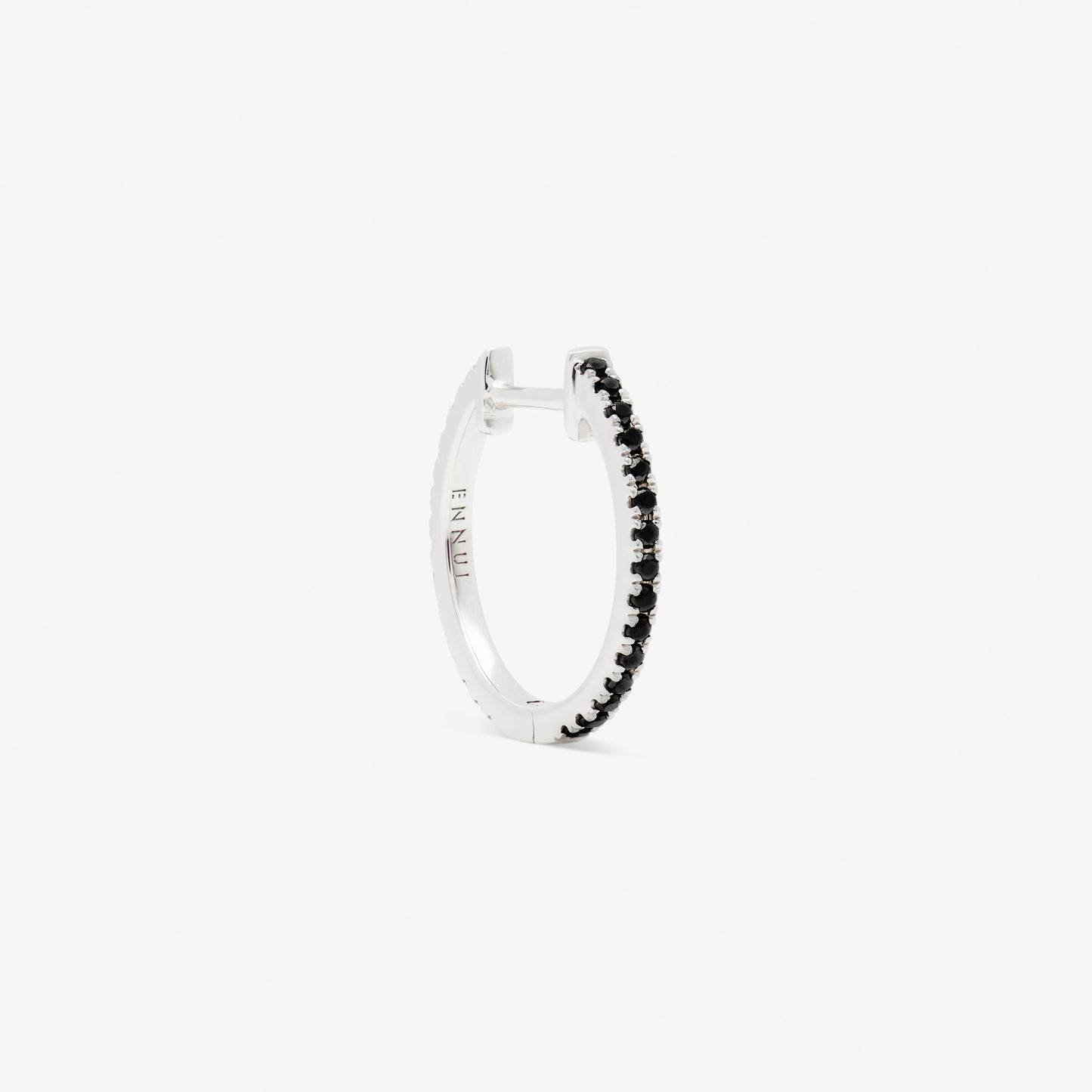14mm hoop with balck and white diamonds set in white gold