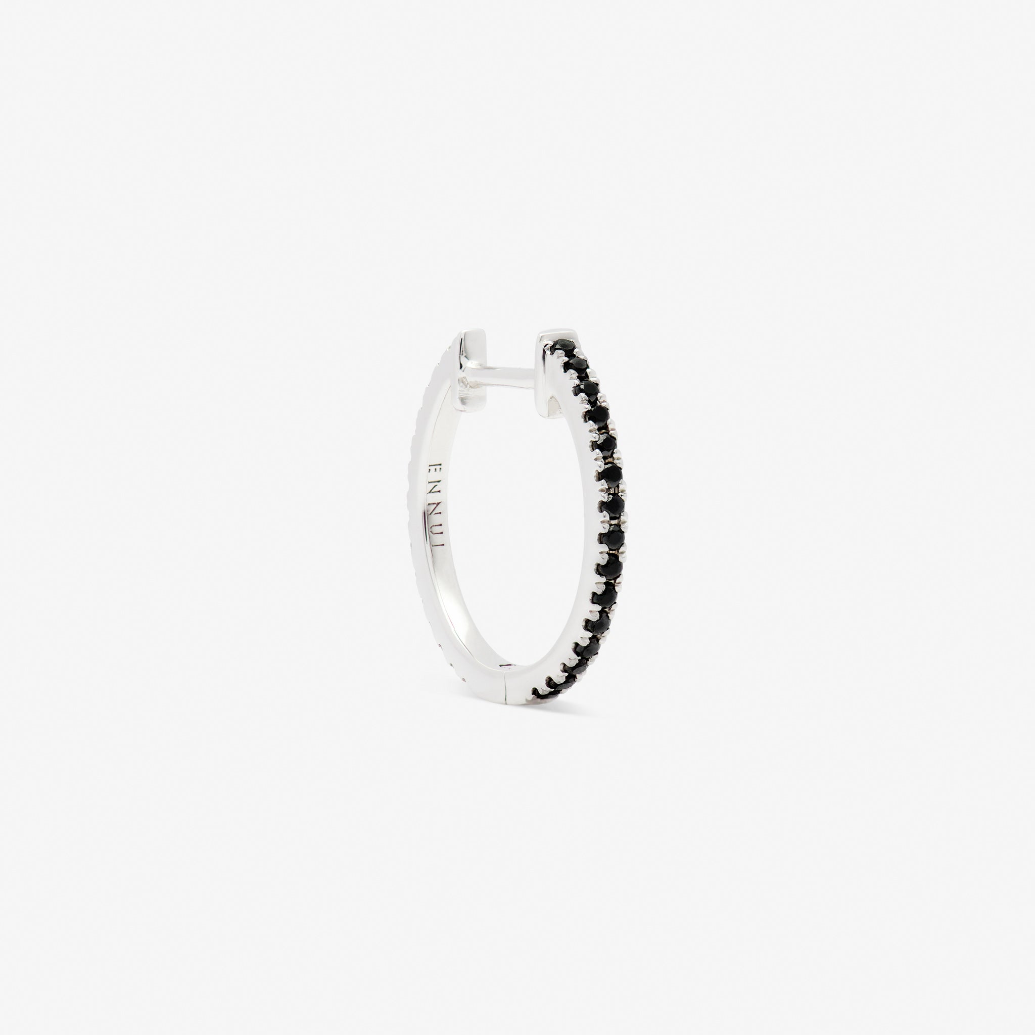 HOOP BLACK/WHITE DIAMOND & WHITE GOLD - 14mm