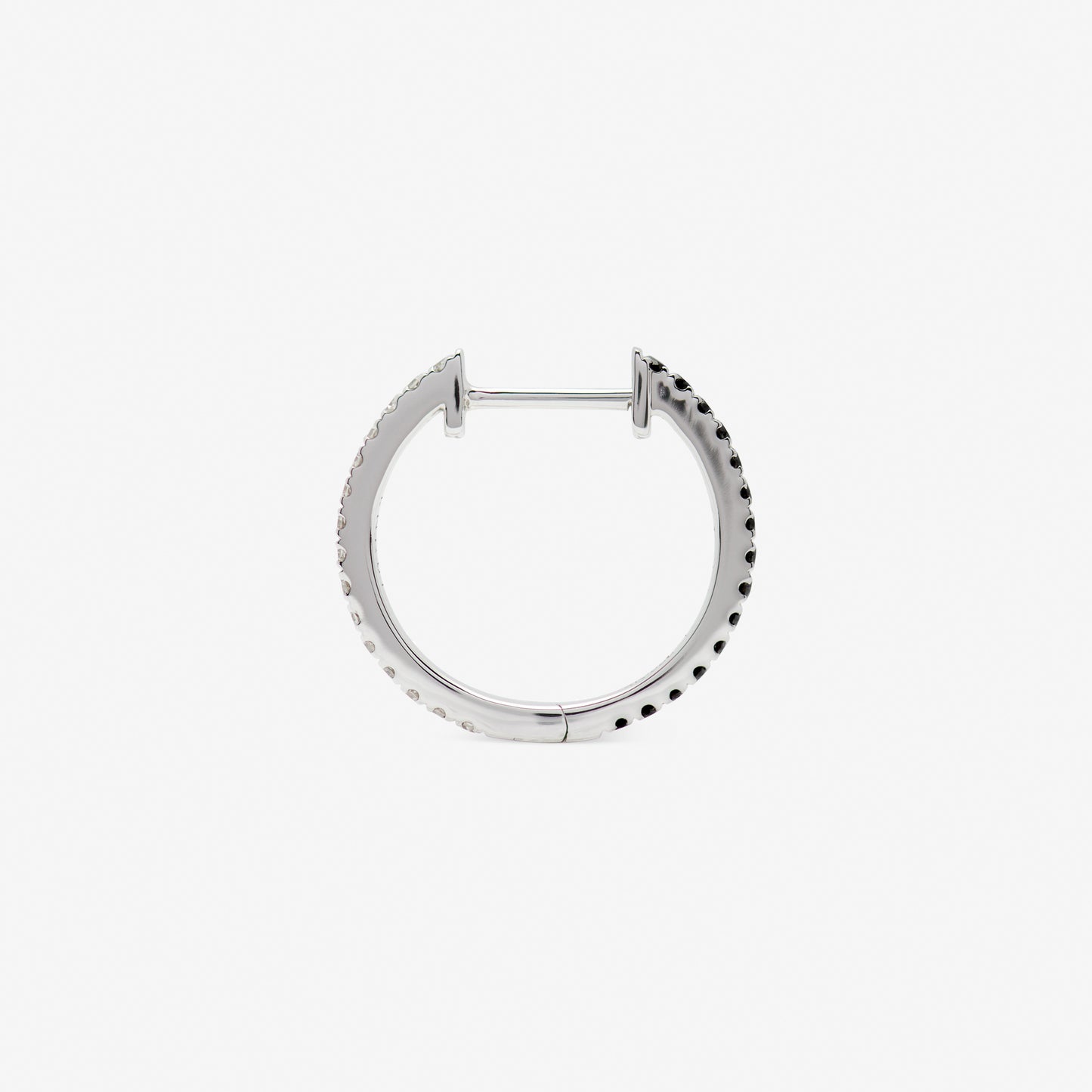 14mm hoop with balck and white diamonds set in white gold from side