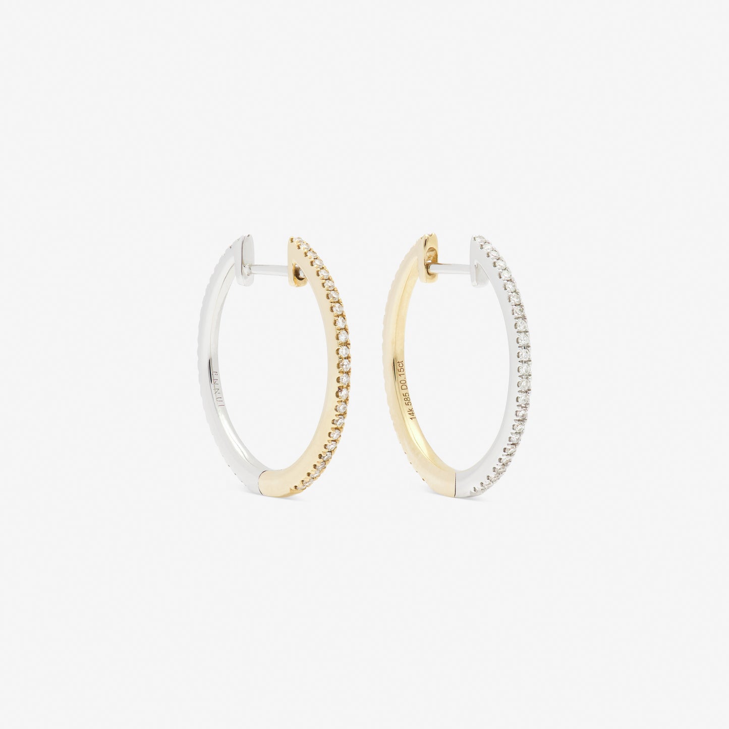 20mm hoop pair in white and yellow gold