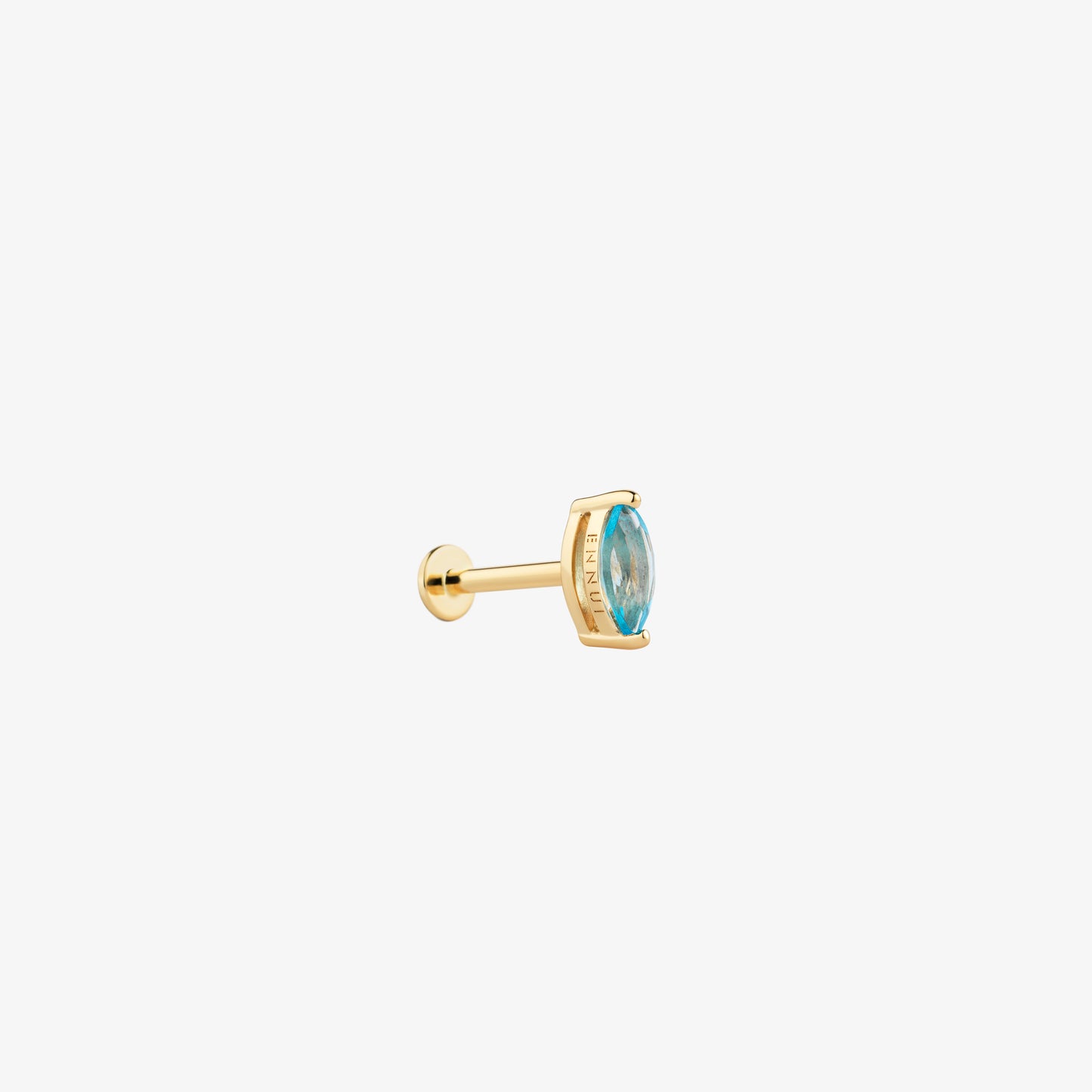 MARQUISE CUT BLUE TOPAZ LABRET - YELLOW GOLD