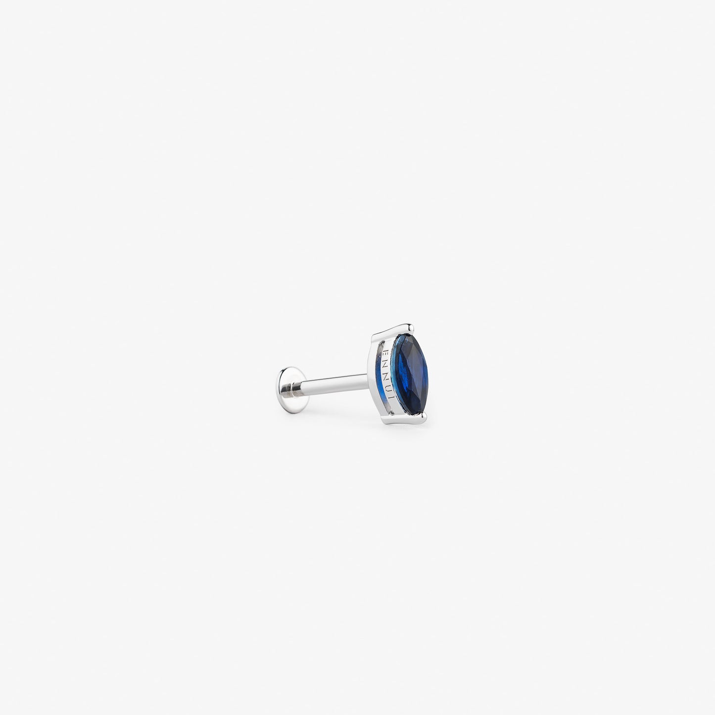 MARQUISE CUT BLUE SAPPHIRE LABRET - WHITE GOLD