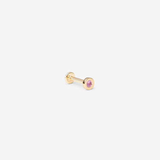 BUTTON LABRET PINK SAPPHIRE & YELLOW GOLD