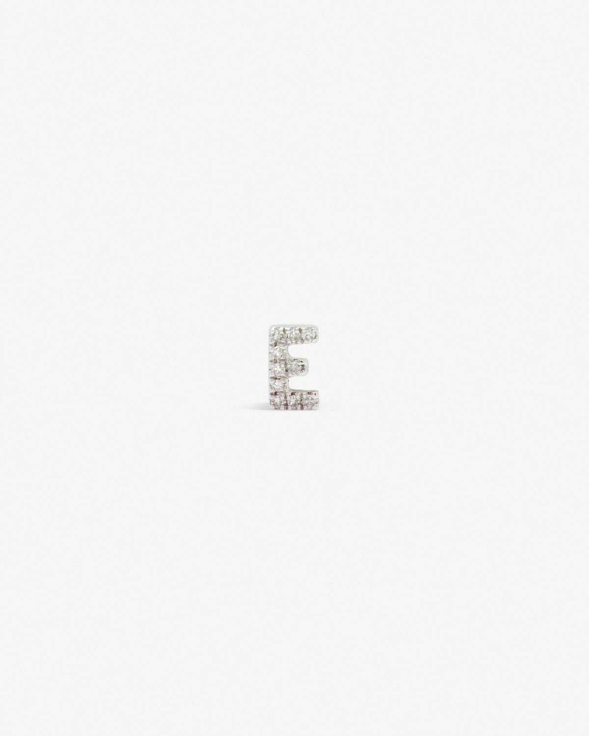 Petite Letter stud white diamonds & white gold