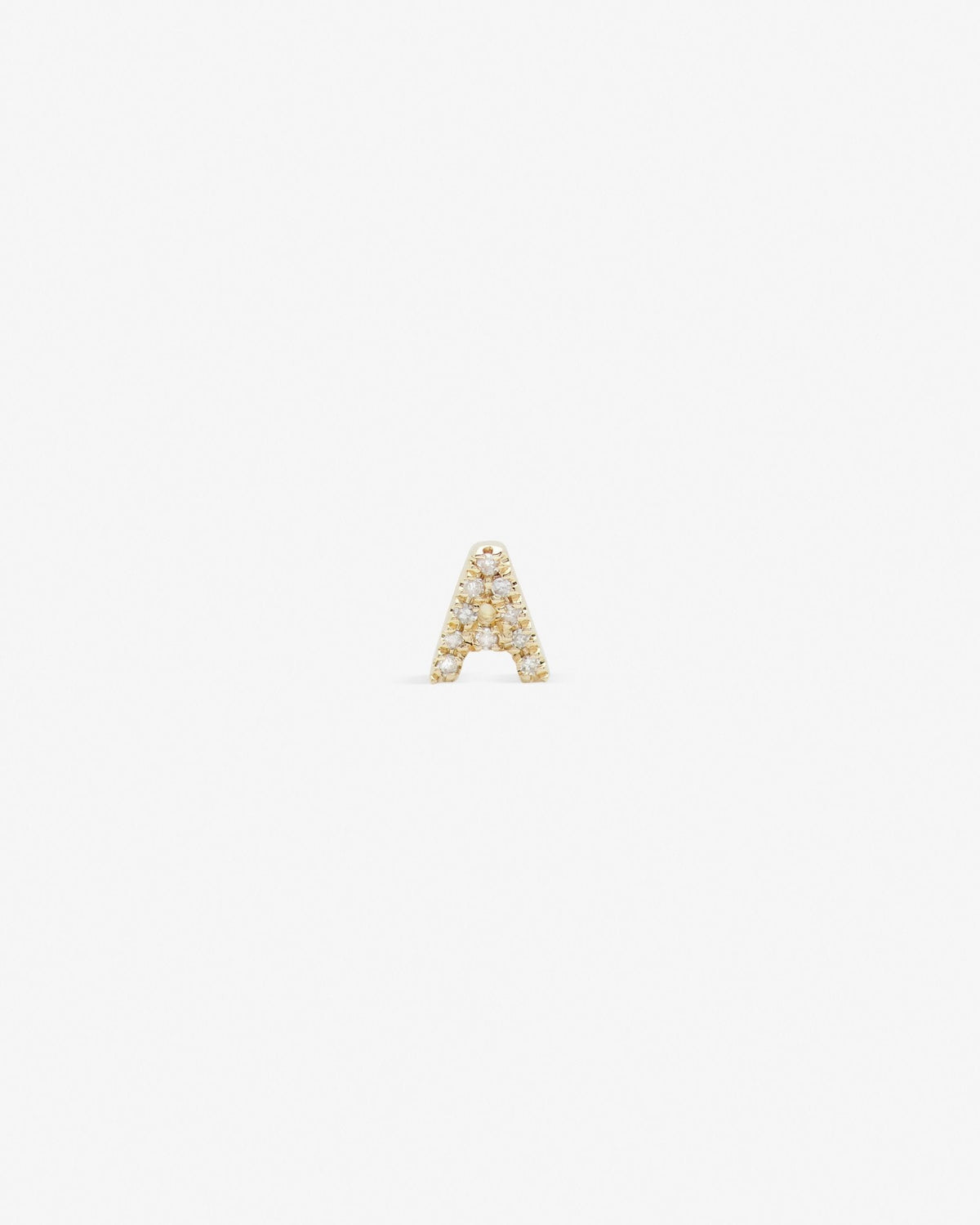 Petite Letter stud white diamonds & yellow gold