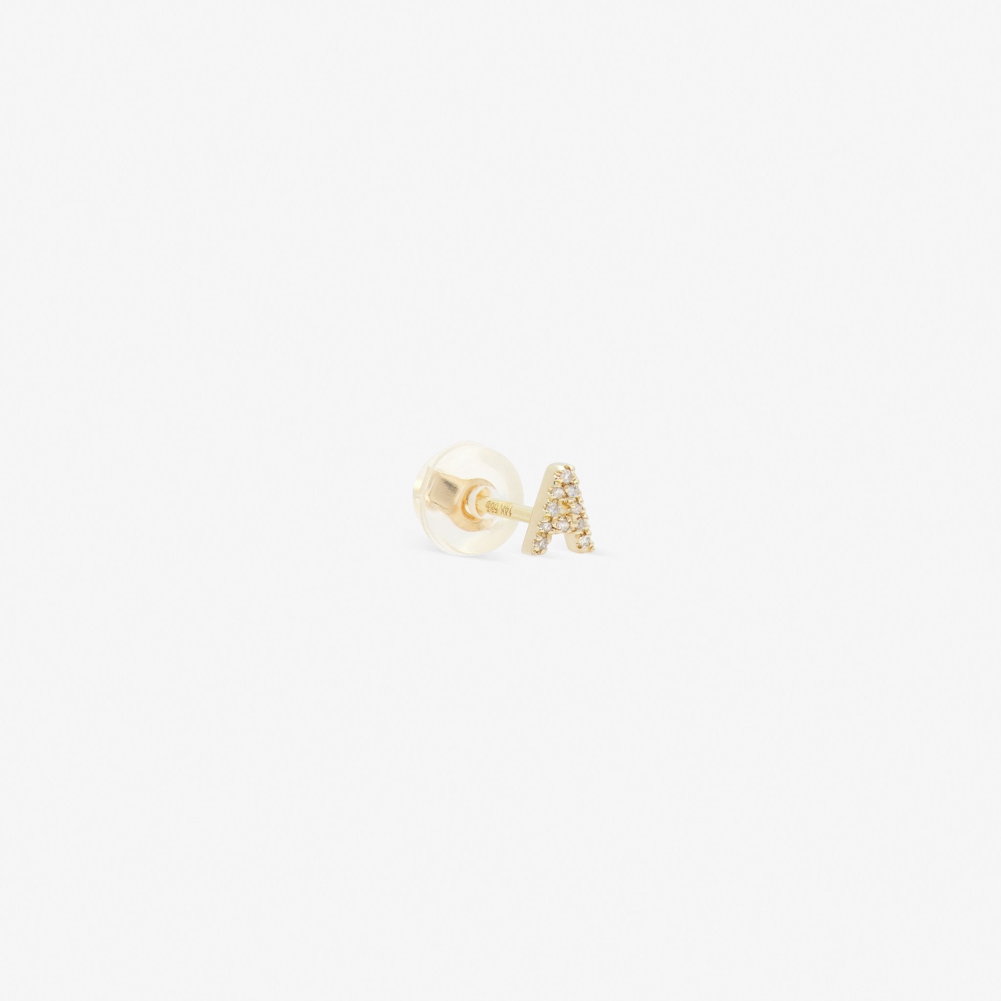 Kendra Scott Letter A 14k Yellow Gold Stud Earring in White Diamond | The  Summit at Fritz Farm